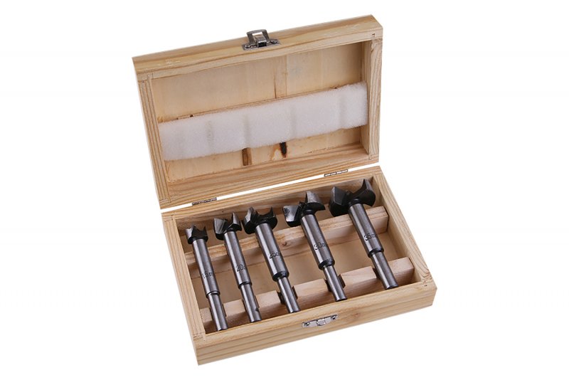 Forstnerborsæt 1535 mm 5 dele i trækasse