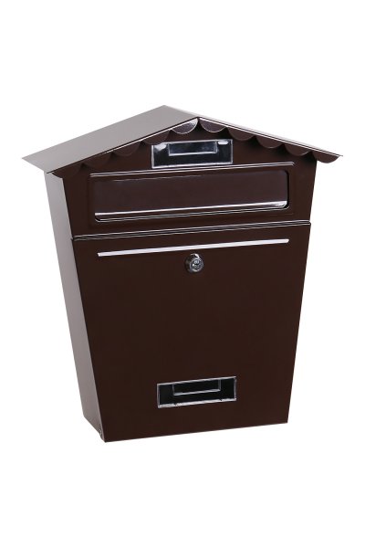 Postkasse brun 29 × 36 × 10,5 cm klassisk vægpostkasse i metal